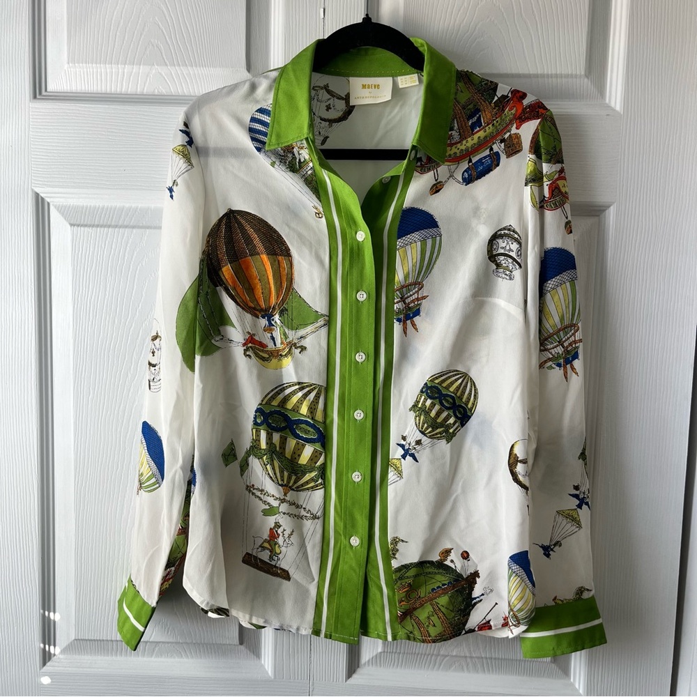 Anthropologie Maeve hot air balloons button down shirt US 10 - Picture 1 of 5